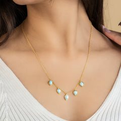 Classic 925 Silver Gemstone Drop Necklace