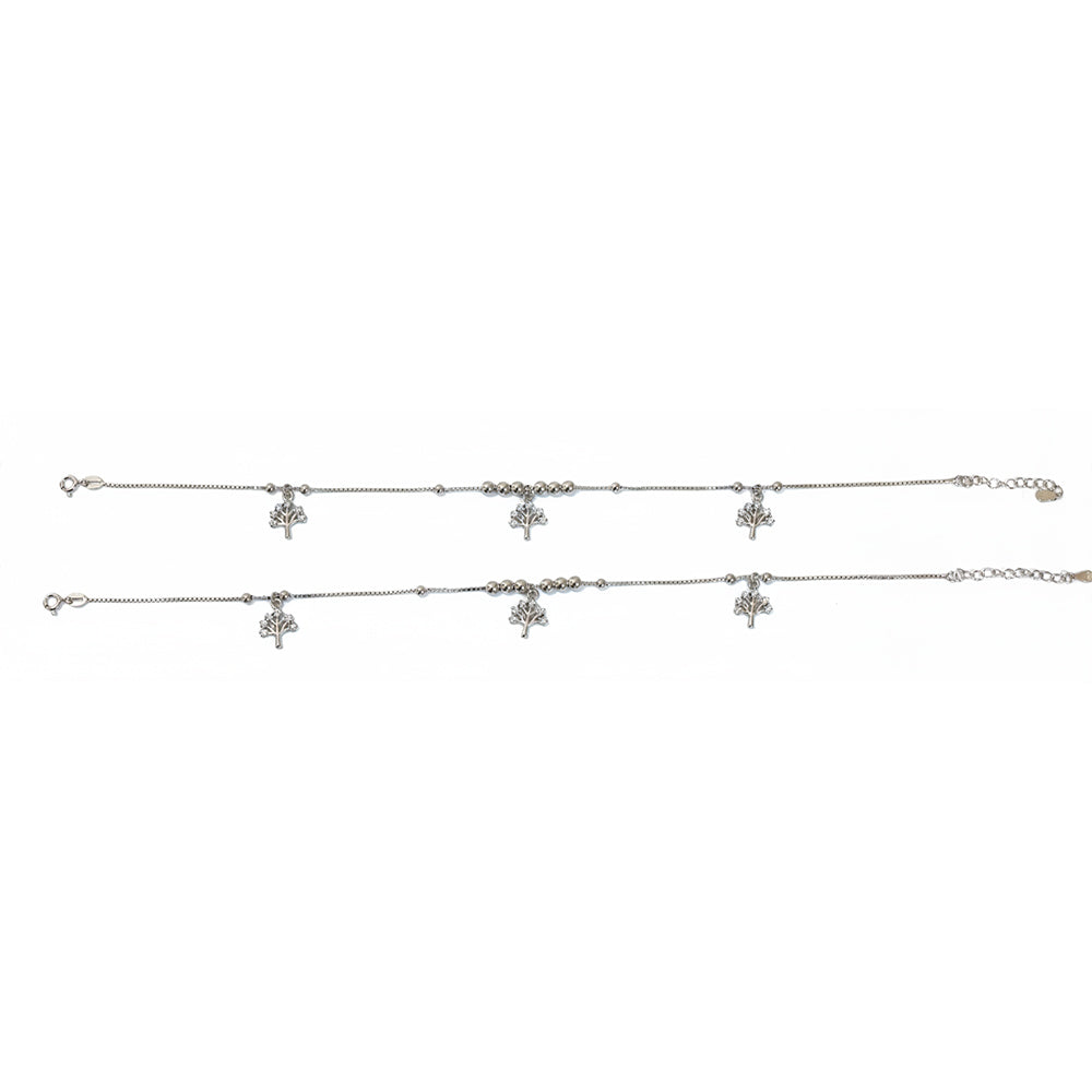 Silver Sparking Tree of life Anklet