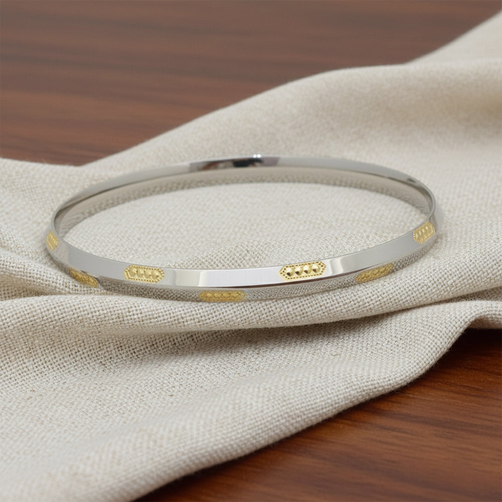 Silver Premium Gold polish Designer Unisex kada (bracelet)