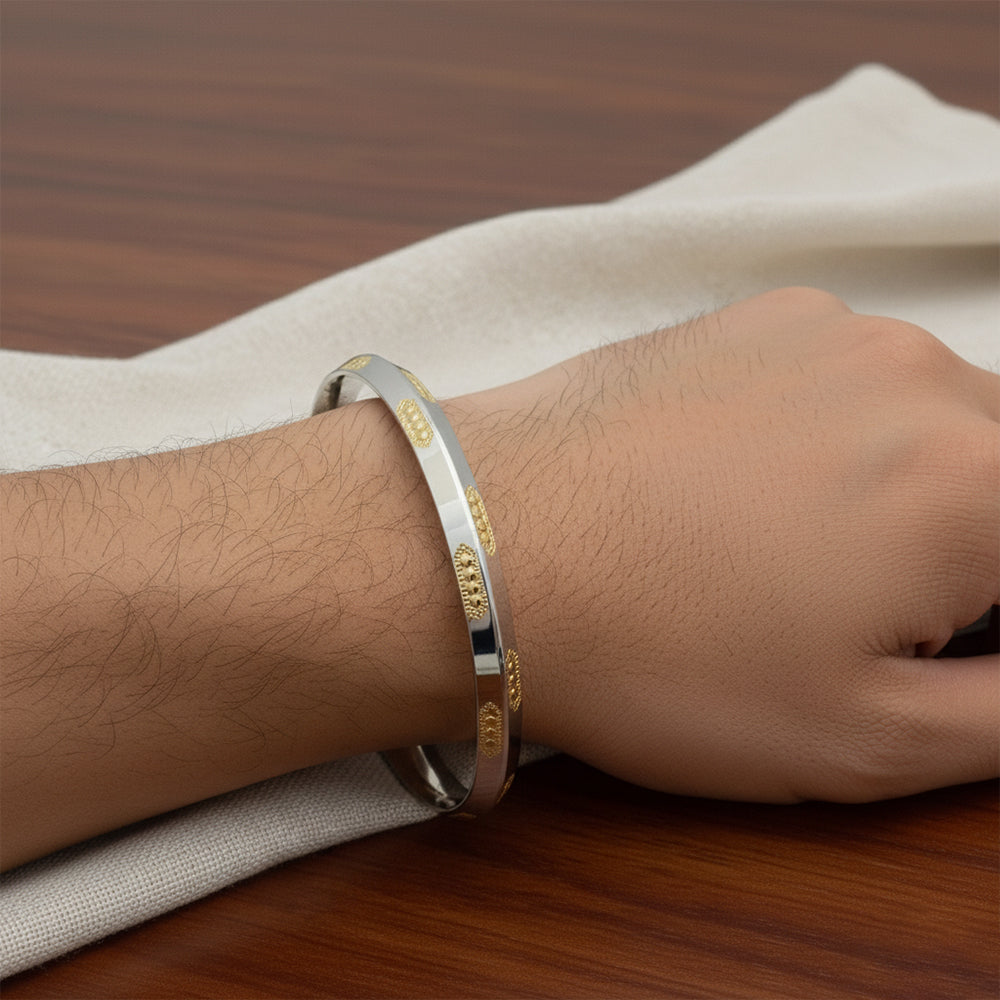 Silver Premium Gold polish Designer Unisex kada (bracelet)