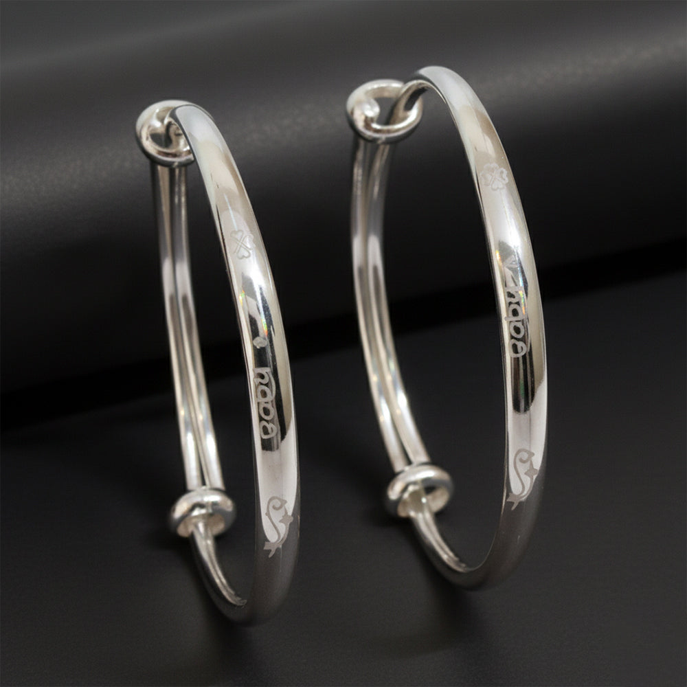 Silver 'Baby' Engraved Aqua Baby Bracelet (kada)