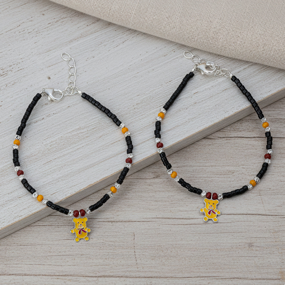 Silver Teddy Bear Baby Bracelet