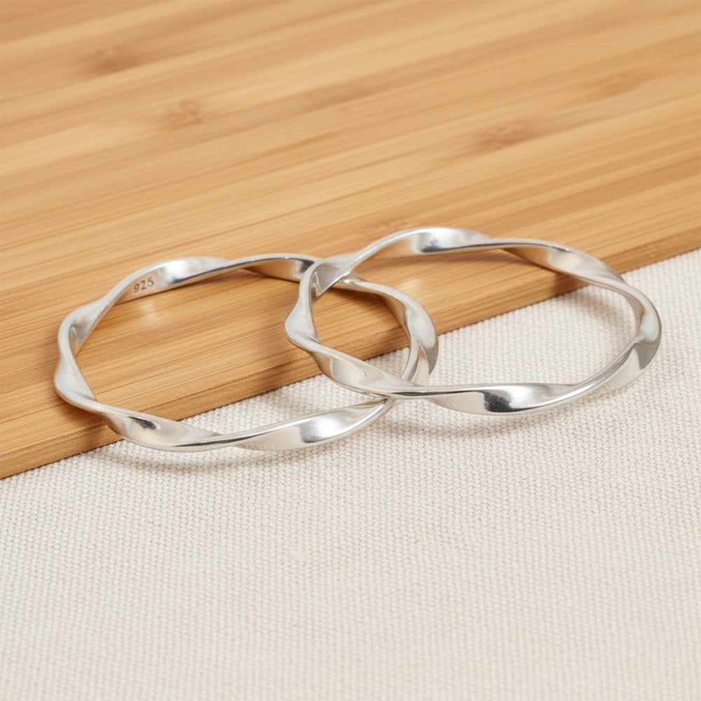 Silver Twisted Baby kada with Rhodium polish