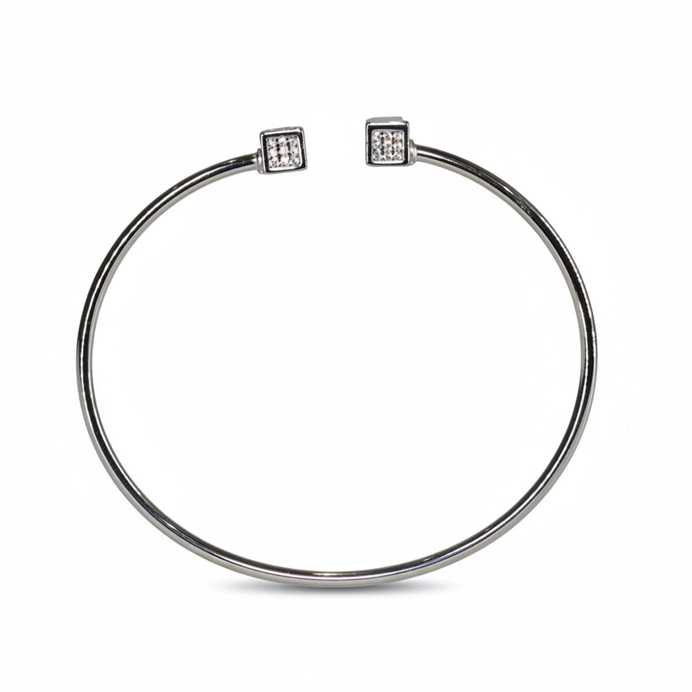 Silver Cube Geometric Open Bracelet