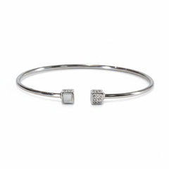 Silver Cube Geometric Open Bracelet
