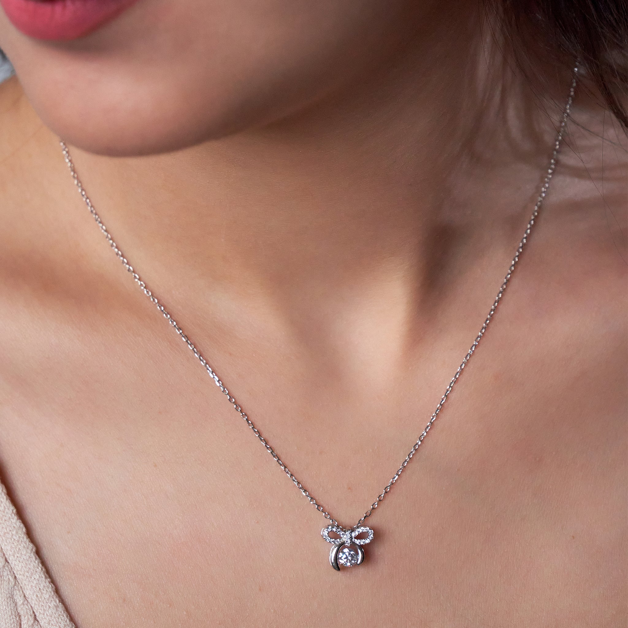 Silver Pookie Solitaire Zircon Chain Pendant