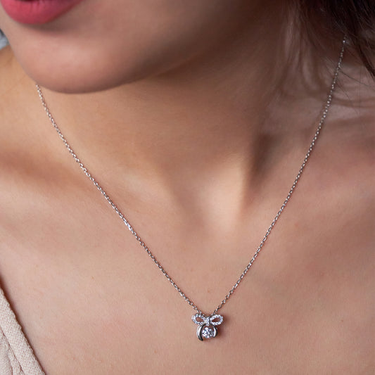 Silver Pookie Solitaire Zircon Chain Pendant