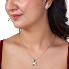 Silver whirlwind of flower pearl Pendant set
