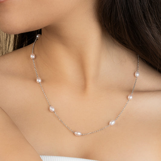 Radiant Freshwater Pearl Sterling Silver Chain