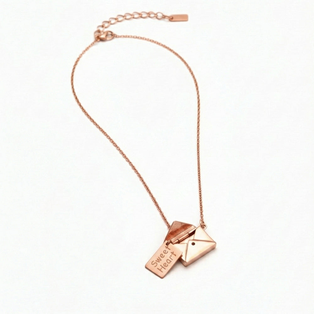 Rose gold secret message Envelope Locket pendant Necklace For her