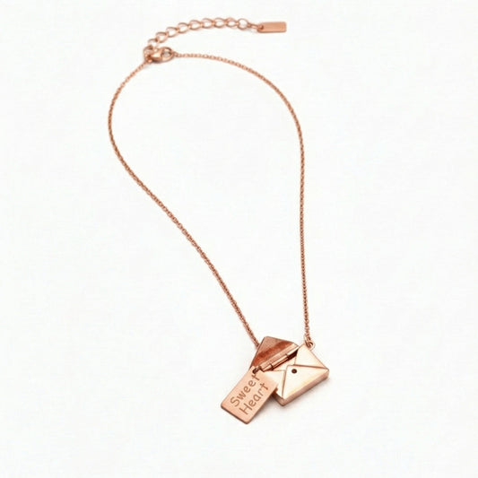 Rose gold secret message Envelope Locket pendant Necklace For her