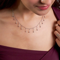 Silver Raindrop Dangle Necklace