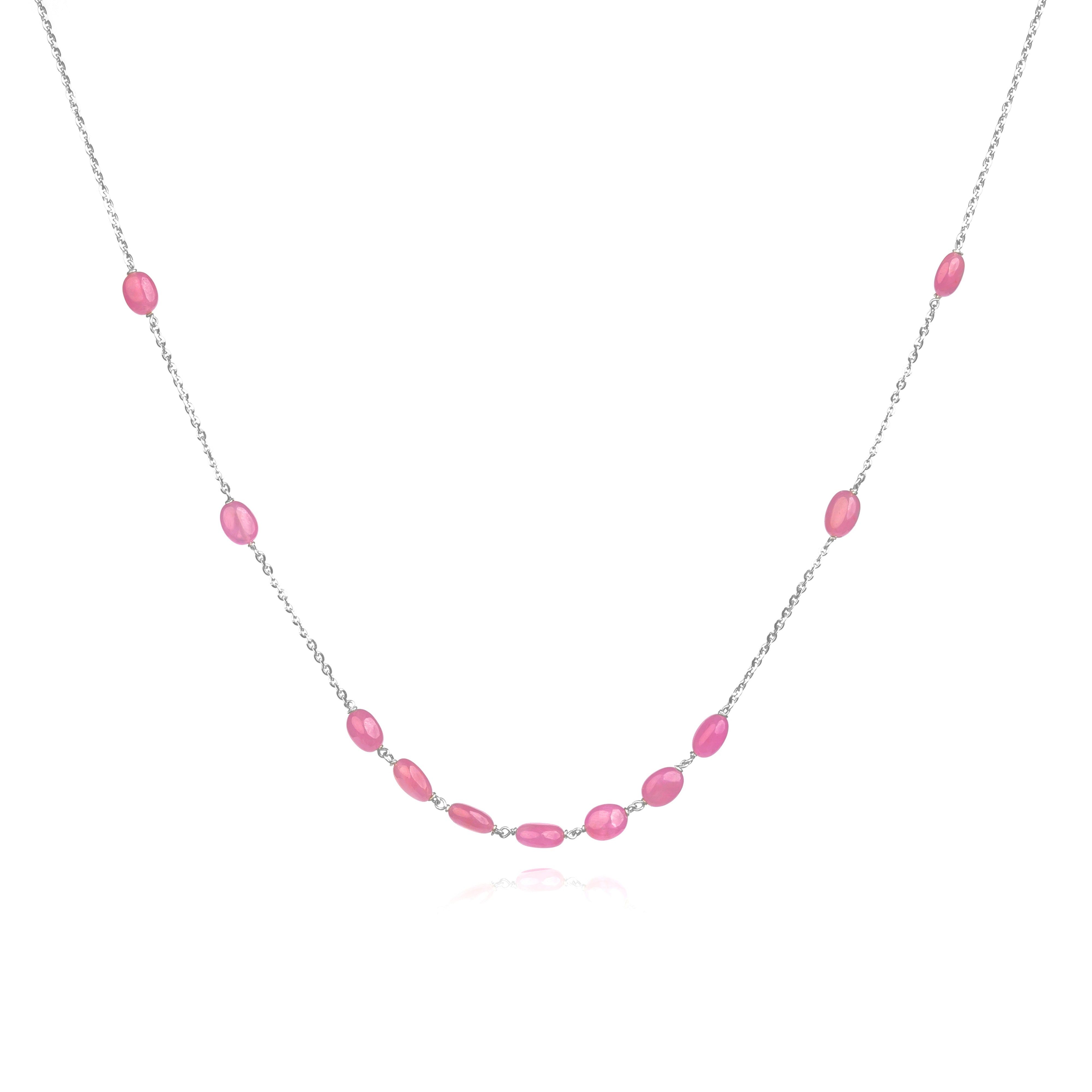 Pink Ruby Sterling Silver Necklace