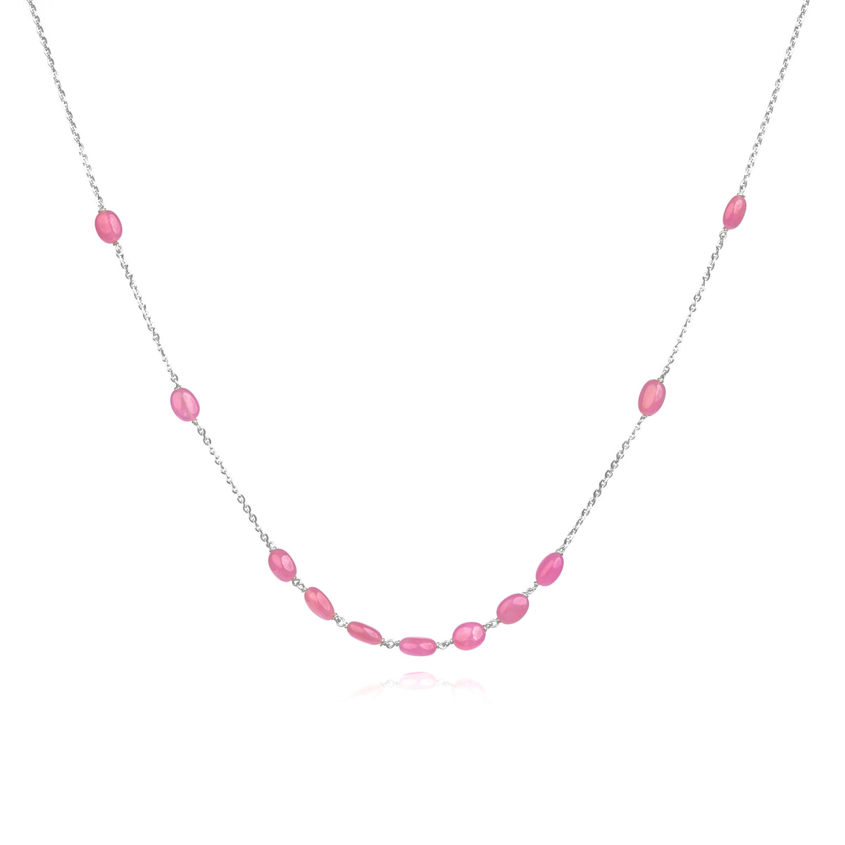 Pink Ruby Sterling Silver Necklace