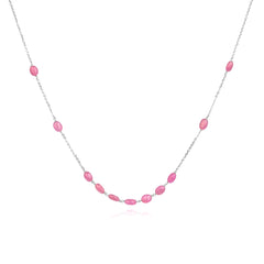 Pink Ruby Sterling Silver Necklace