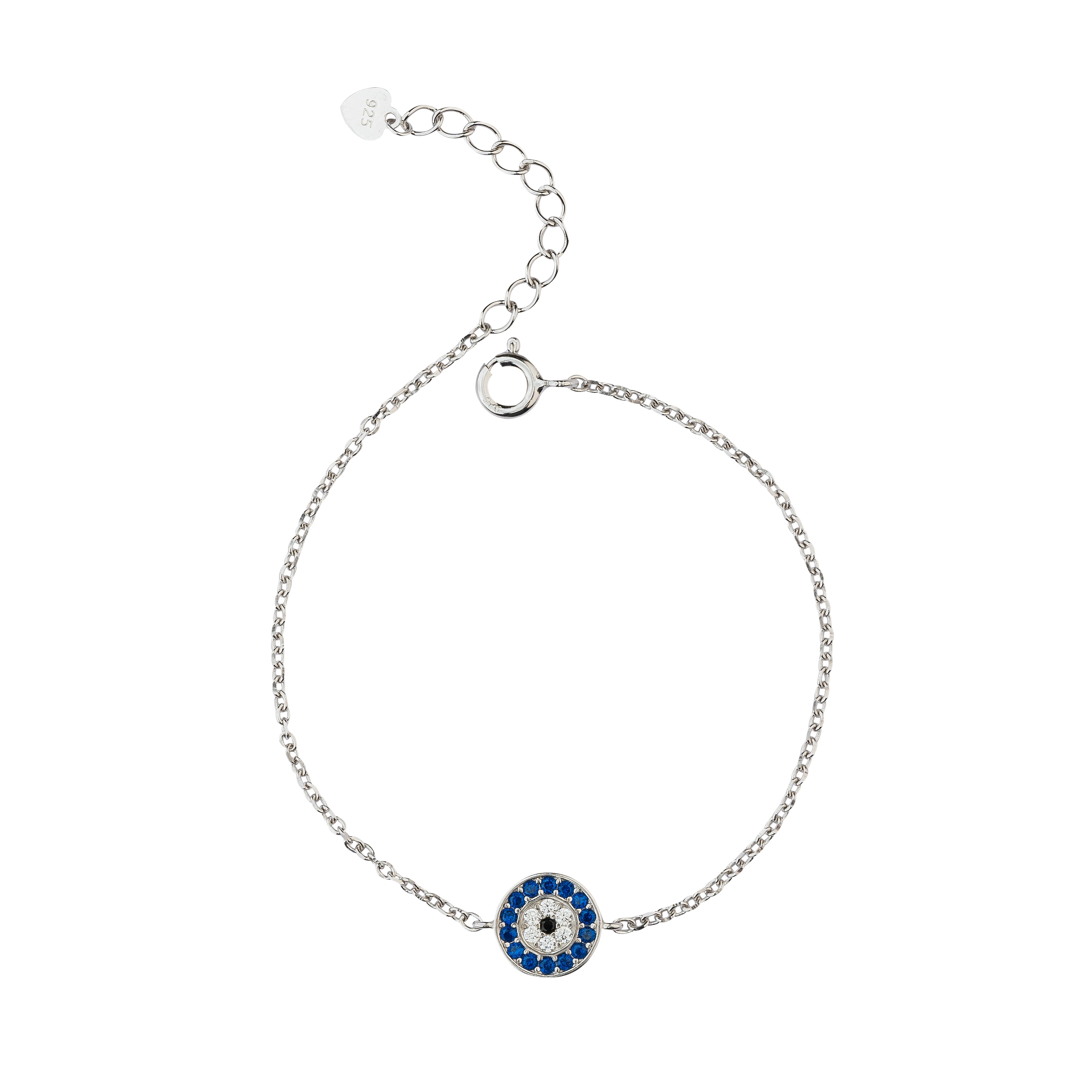 Pure Silver Celestial Halo Evil Eye Bracelet