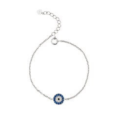 Pure Silver Celestial Halo Evil Eye Bracelet