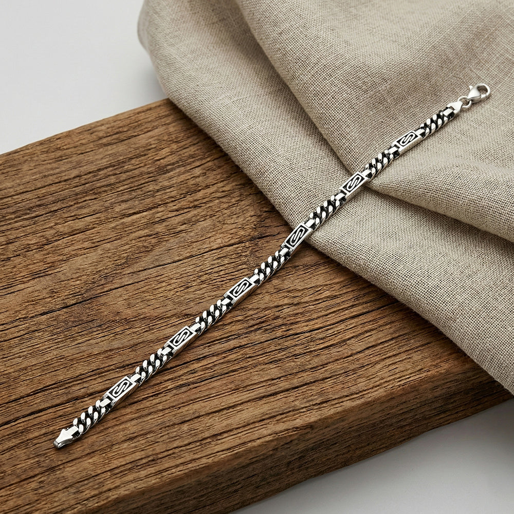 Silver premium Link chain bracelet For Him