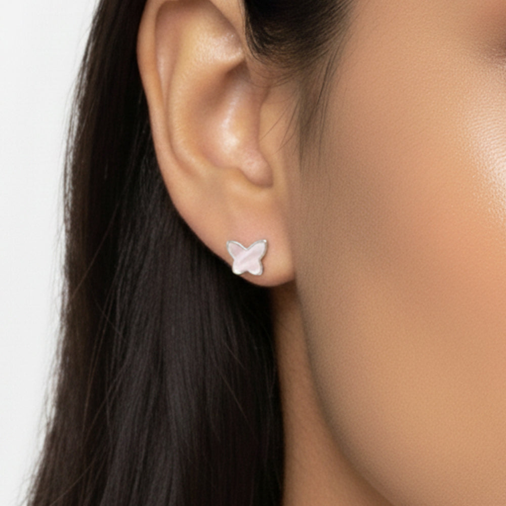 Silver Pink Mother of Pearl Studs