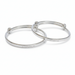 Silver "Loveable" Engraved Adjustable Baby Kada