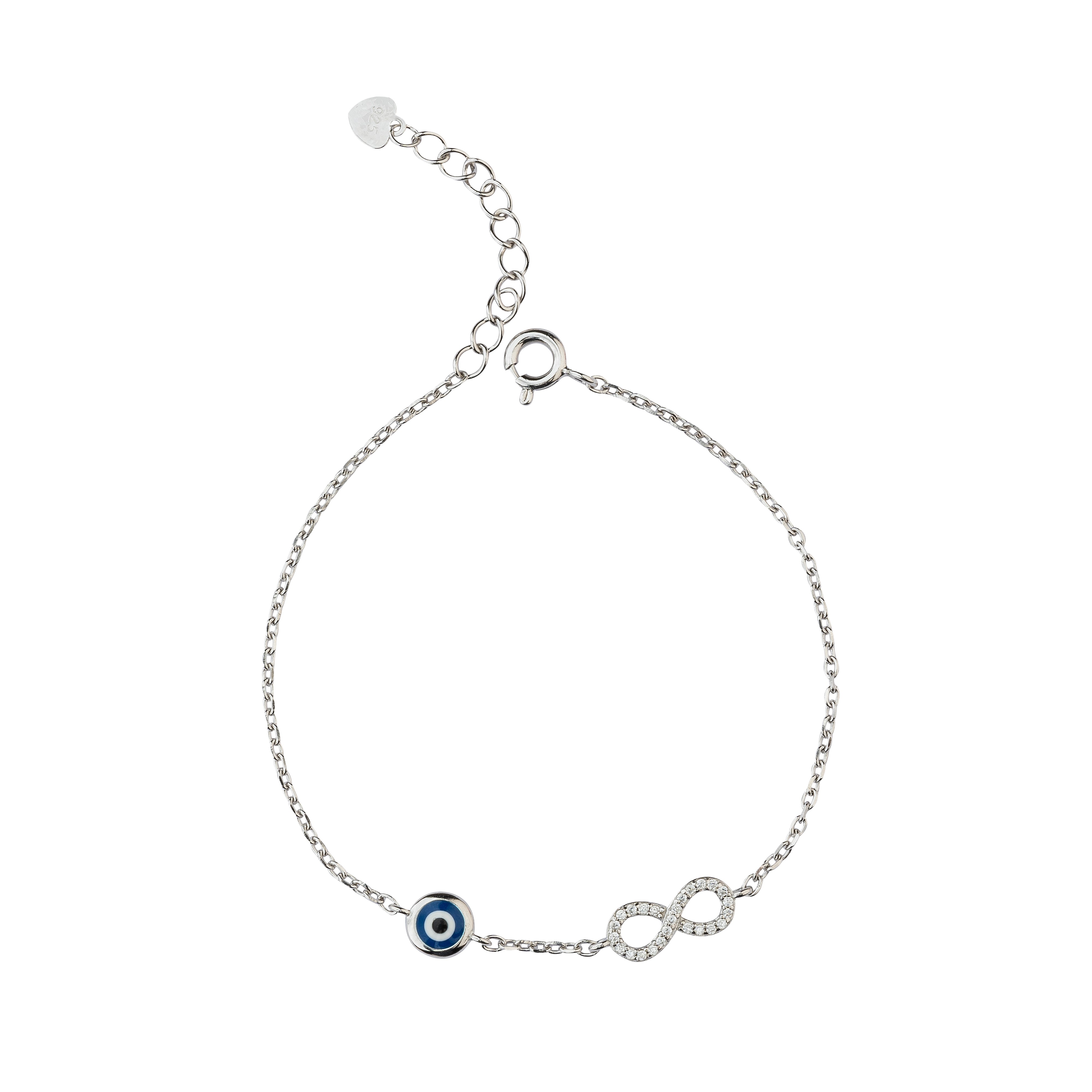 Pure Silver Infinite Protection Evil Eye Bracelet