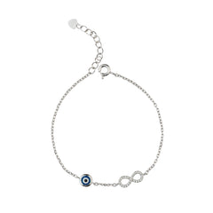 Pure Silver Infinite Protection Evil Eye Bracelet
