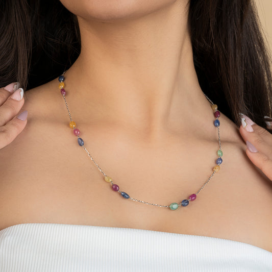 Multicolored Gemstone Trinity Sterling silver Necklace