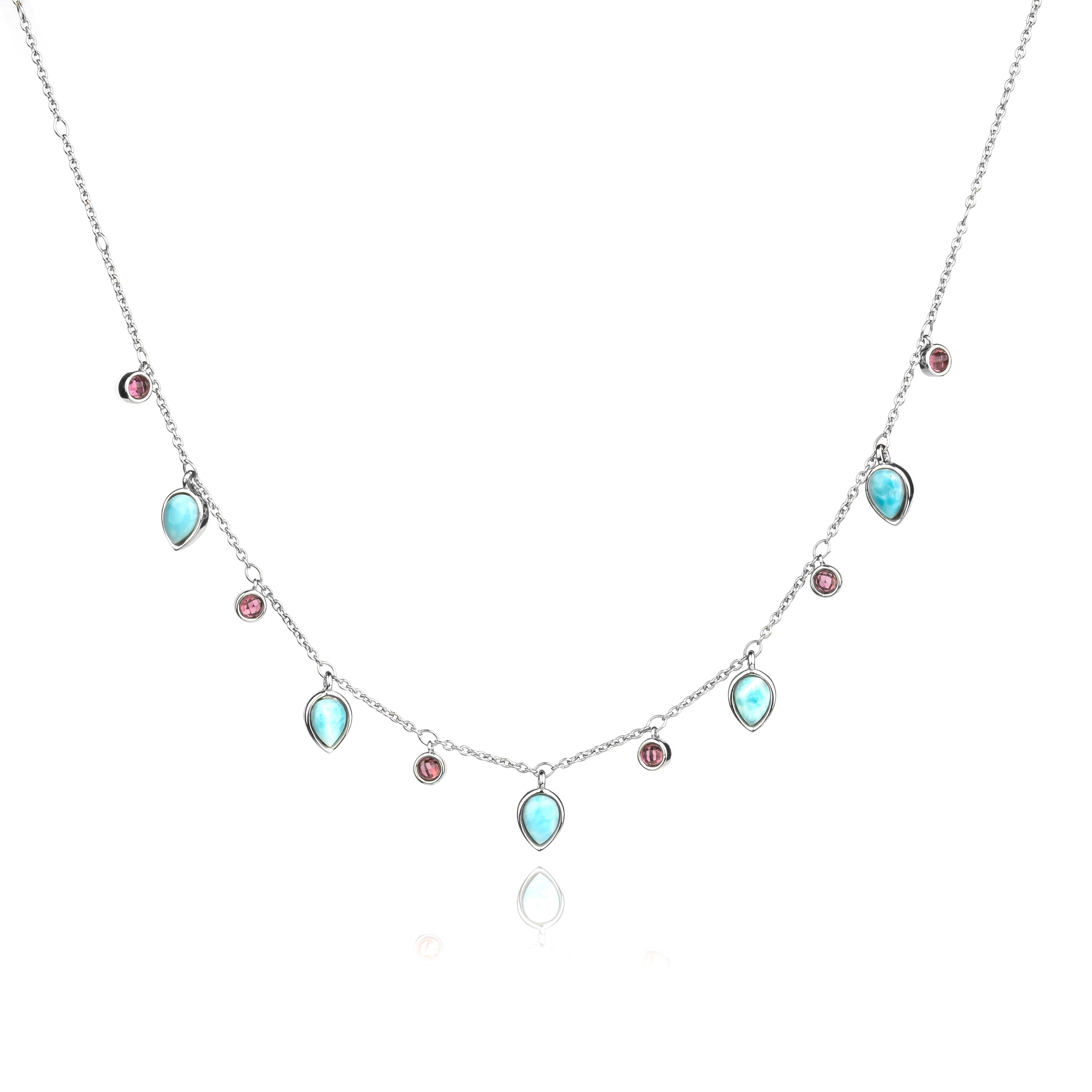 Oceanic Bloom Larimar & Pink Tourmaline Necklace