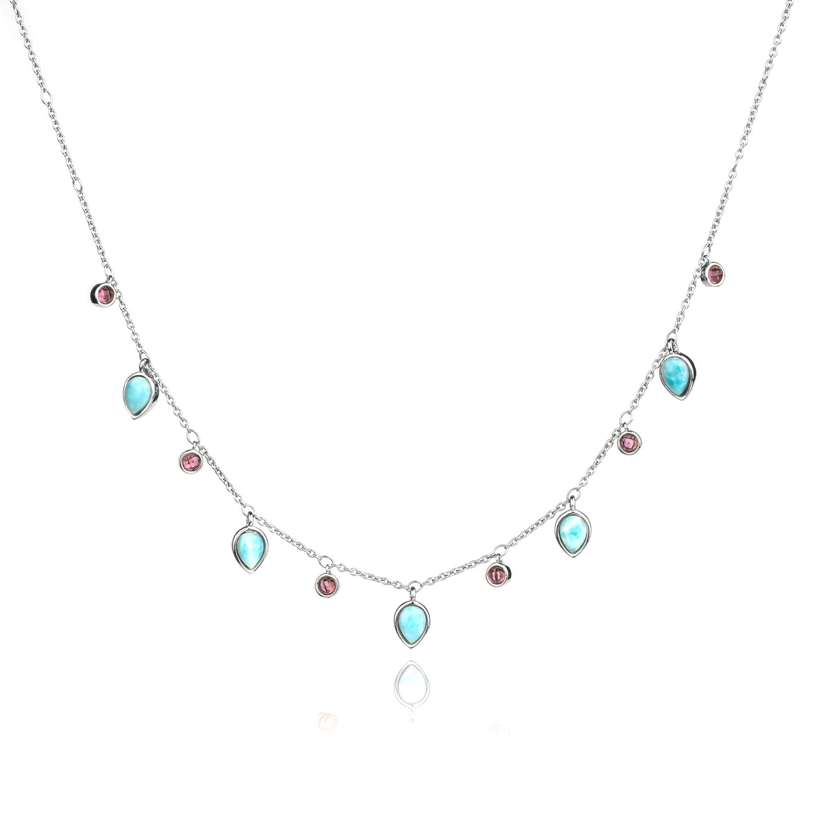 Oceanic Bloom Larimar & Pink Tourmaline Necklace