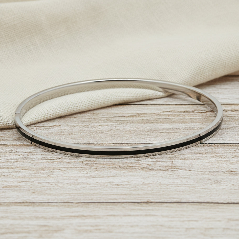 Silver Classic Black Trendy Bangles