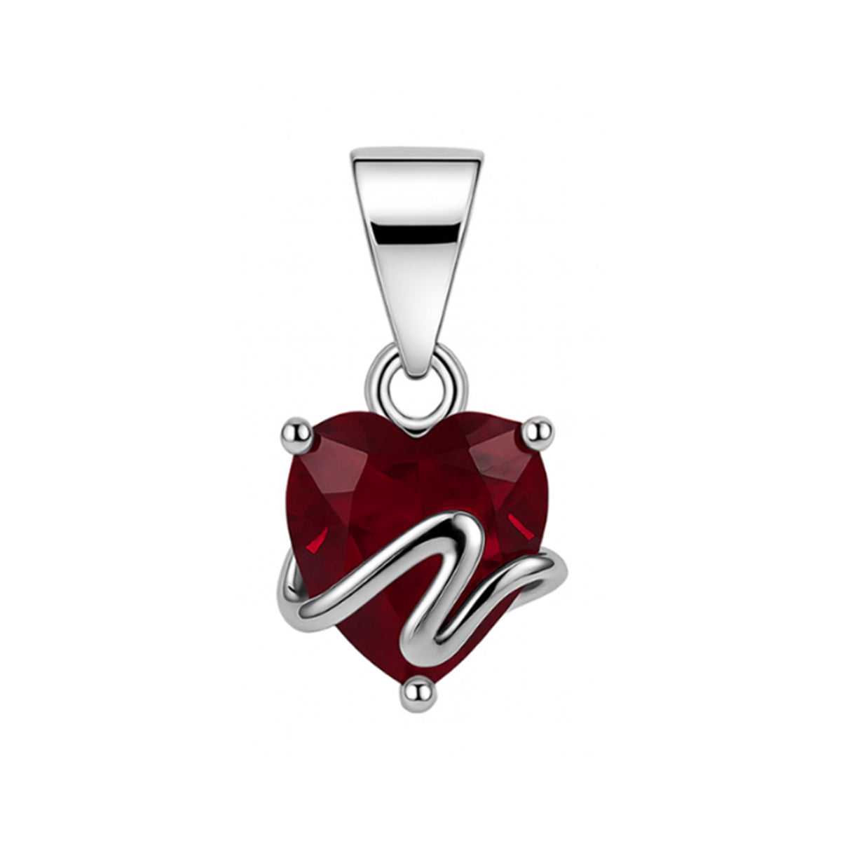 Silver Red Heart Love Pendant Set