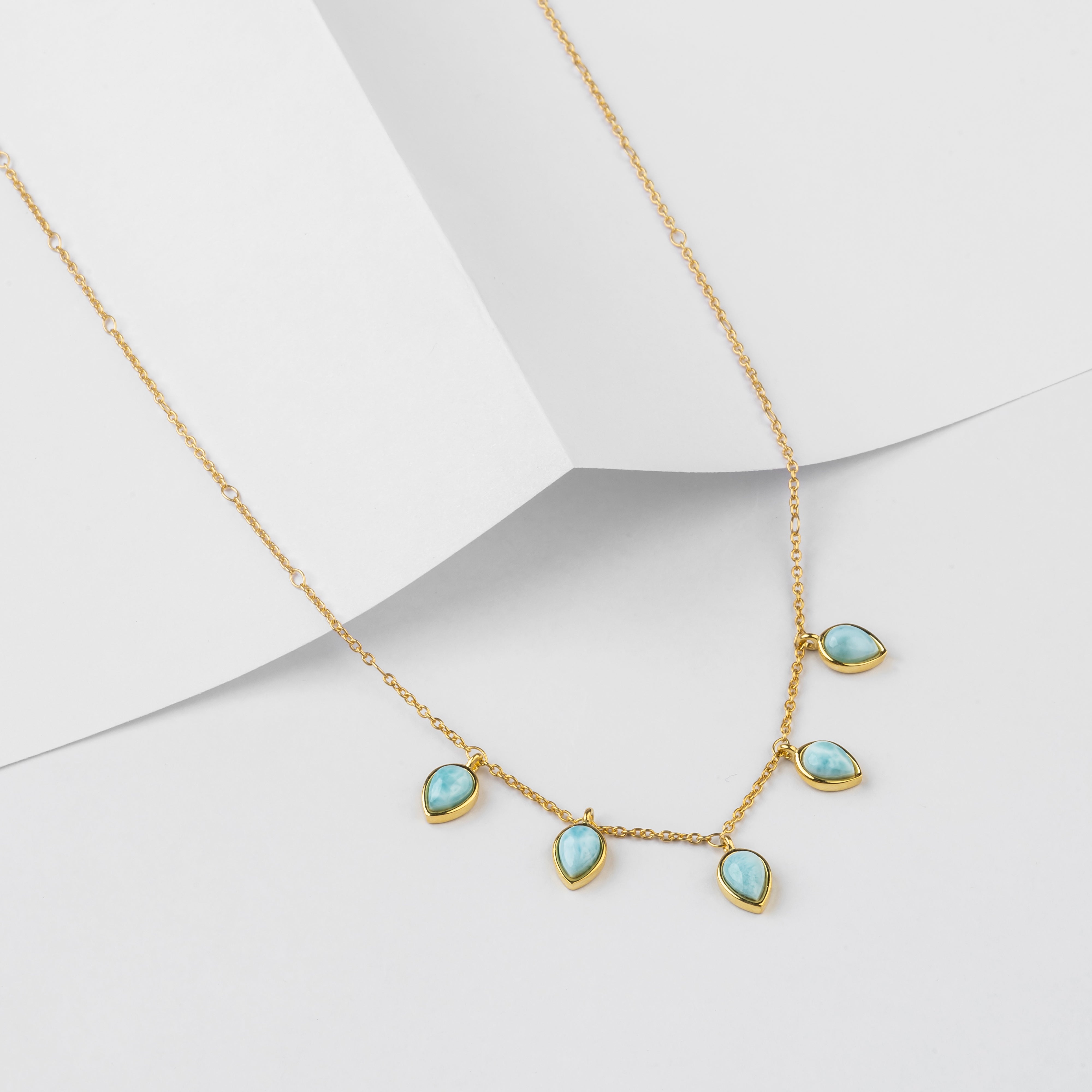 Classic 925 Silver Gemstone Drop Necklace