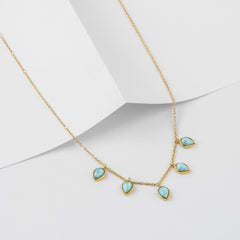 Classic 925 Silver Gemstone Drop Necklace