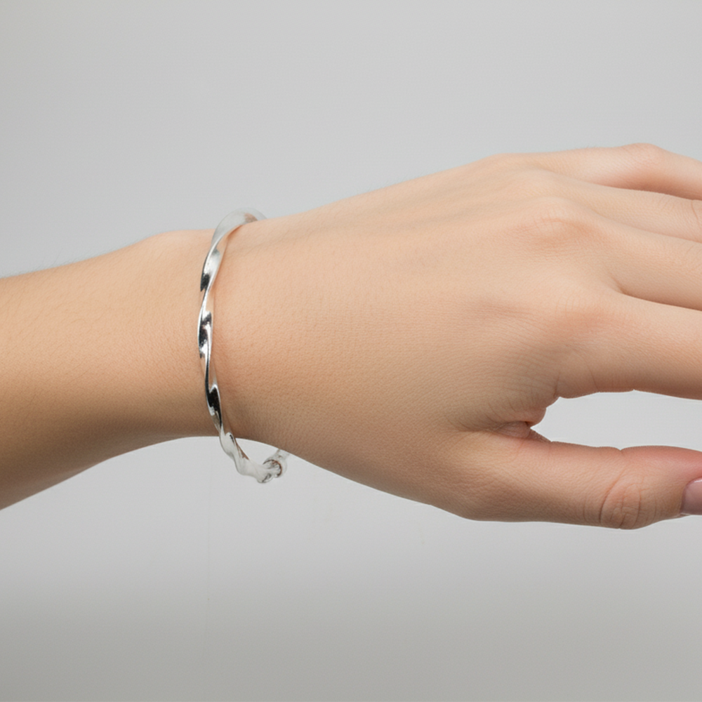 Silver Rope Twist Bracelet For Her