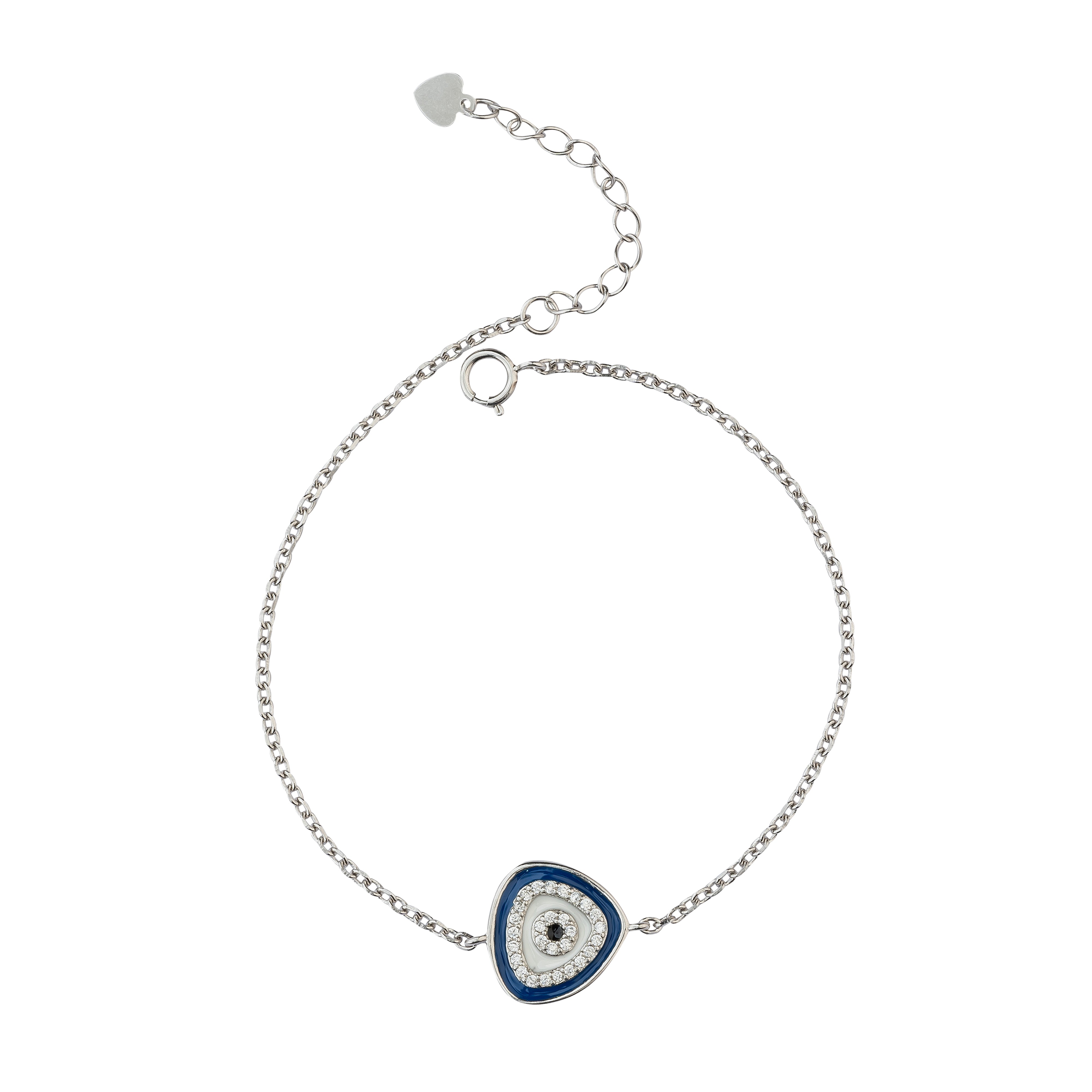 Silver Radiant Triangular Evil Eye Bracelet