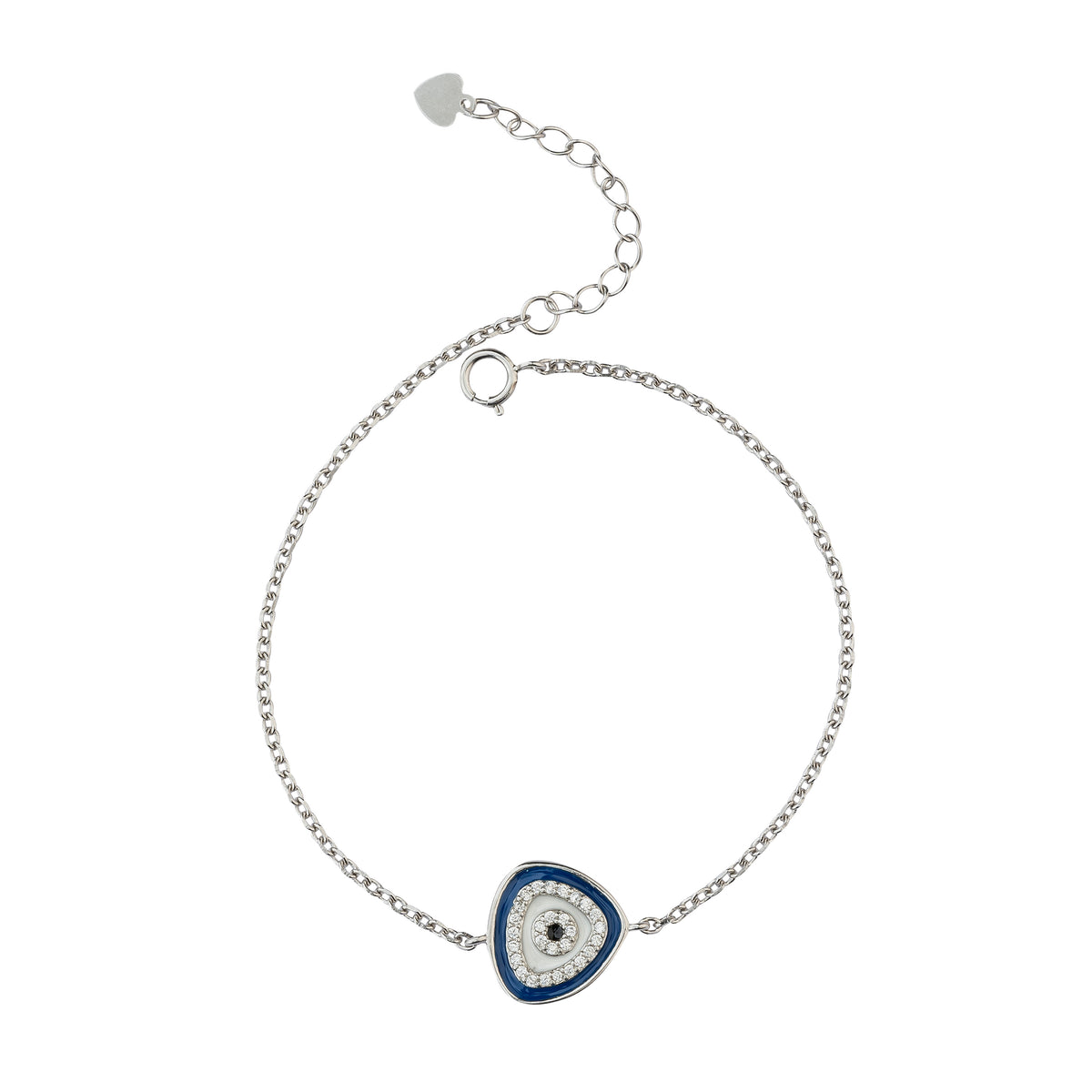 Silver Radiant Triangular Evil Eye Bracelet