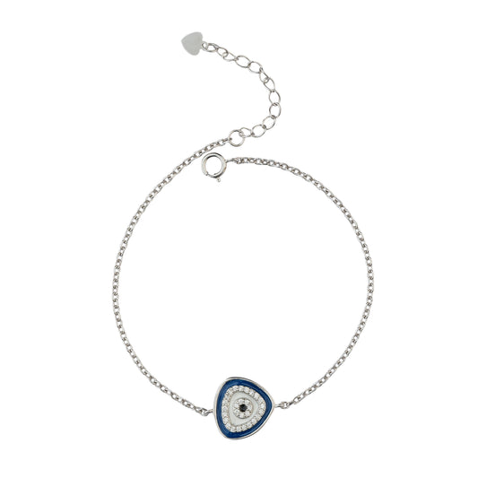 Silver Radiant Triangular Evil Eye Bracelet