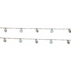 925 Silver Heart Padlock and Evil Eye Charm Anklet