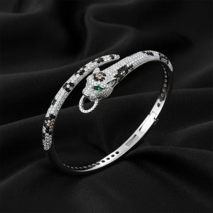 Silver Jaguar Head Hinged Bracelet For Her