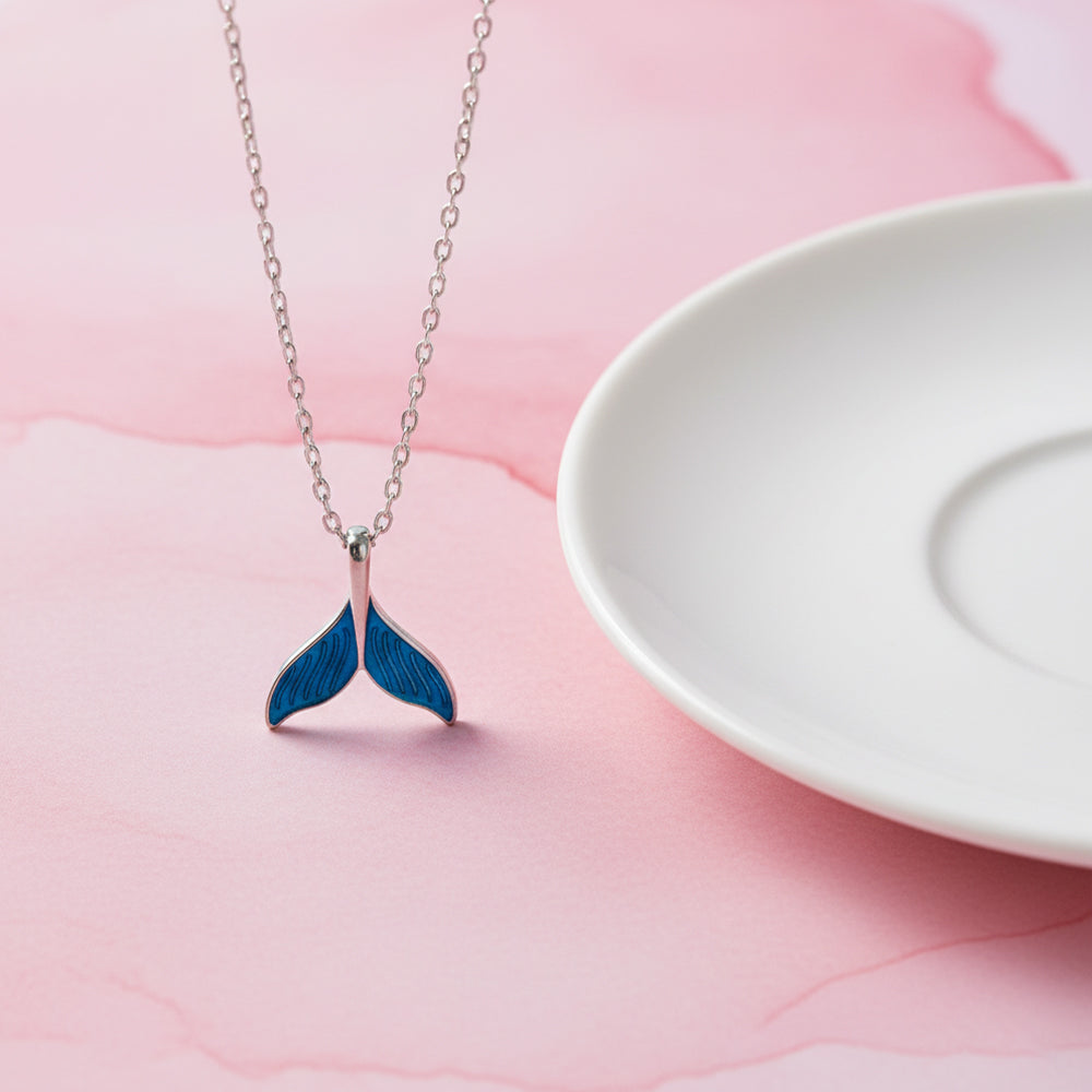 Silver Mermaid Tail Pendant Necklace