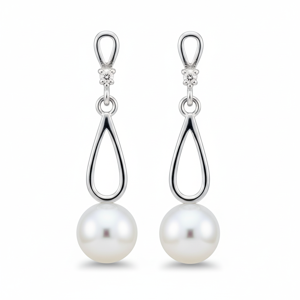 Silver Morning Dew Pearl Earring