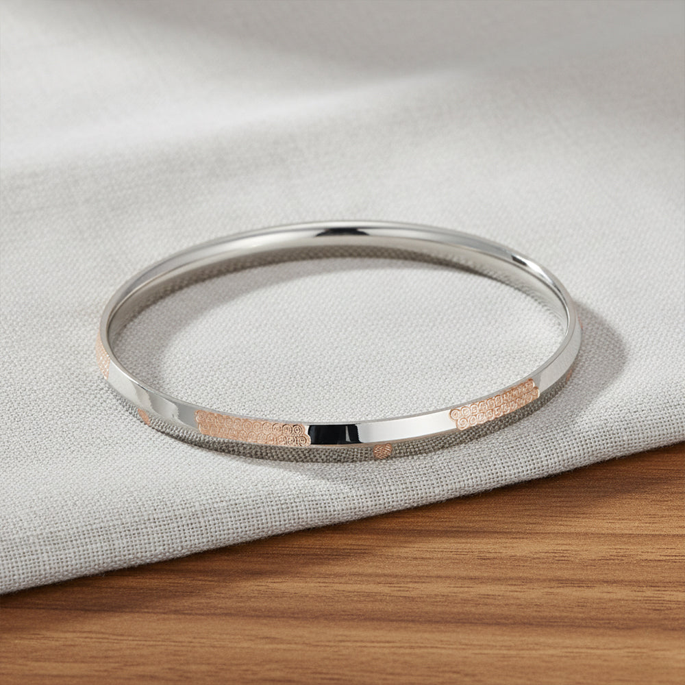 Silver Two Tone Kada Bracelet For Him