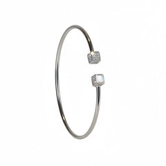 Silver Cube Geometric Open Bracelet