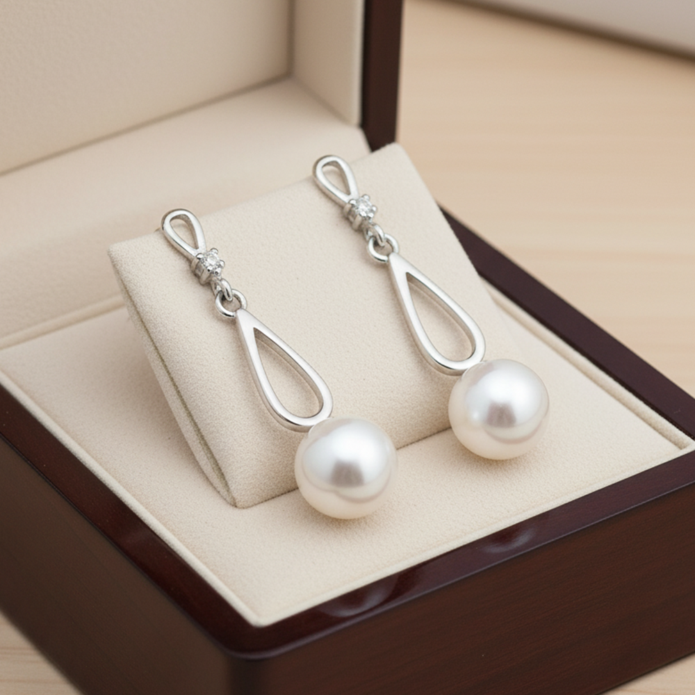 Silver Morning Dew Pearl Earring