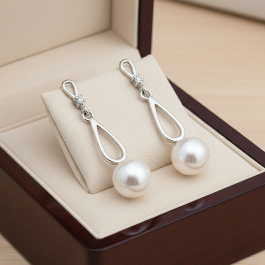 Silver Morning Dew Pearl Earring