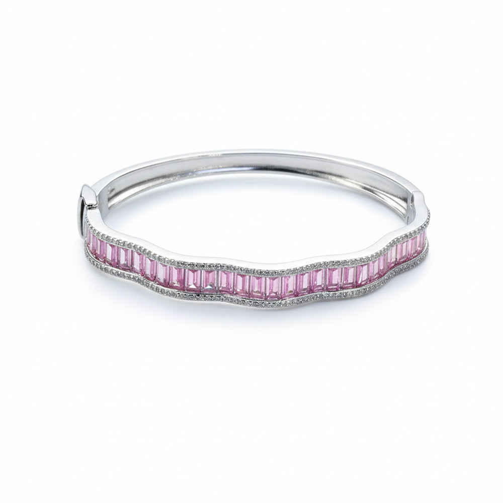 Pink Halo Wavy Solid Bracelet For Her