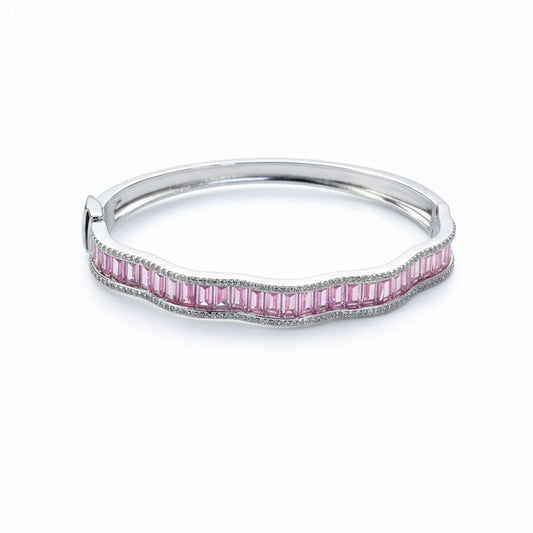 Pink Halo Wavy Solid Bracelet For Her
