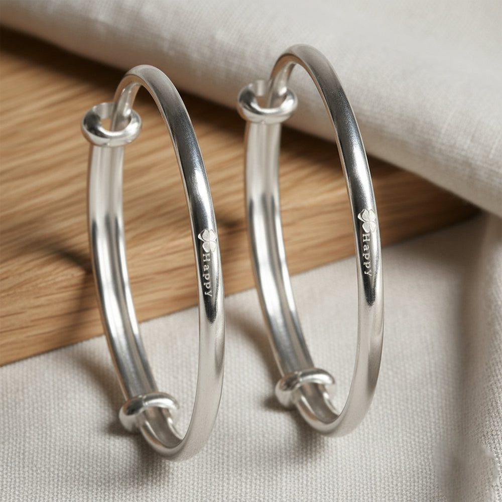 Silver 'Happy' Engraved Baby Bracelet
