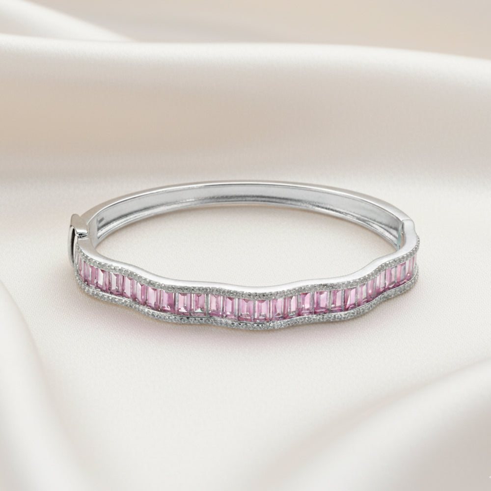 Pink Halo Wavy Solid Bracelet For Her