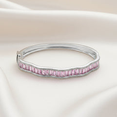 Pink Halo Wavy Solid Bracelet For Her